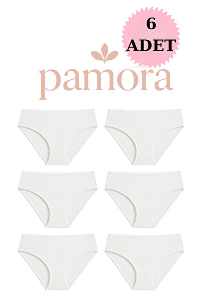 PAMORA Set de 6 chiloți de bikini din bumbac pentru femei, flexibili în toate direcțiile – țesătură confortabilă și respirabilă