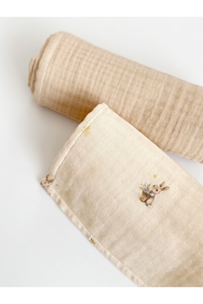 Muukh store Dört Kat Müslin Bebek Omuz Örtüsü Bej | Gaz Çıkarma Örtüsü | 2'li...