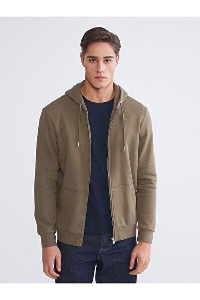 LC Waikiki Özmarka New Season Hooded Long Sleeve Men's Zippered Sweatshirt
