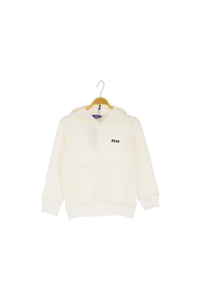 atabay Stripe Hooded Play Printed Two-Ply Non-Fringed Sweatshirt Cream