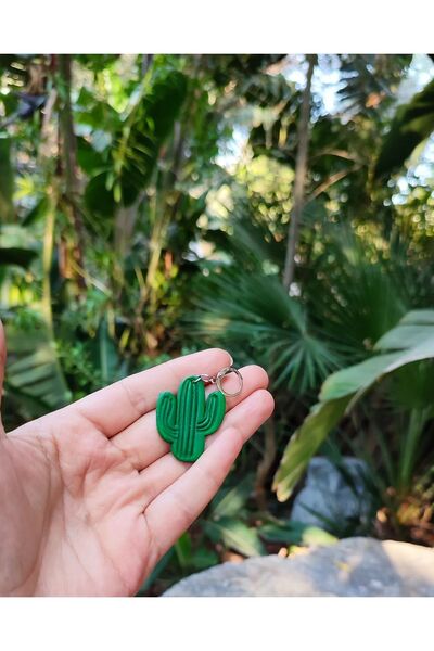 Atölye Myth El Yapımı Özel Tasarım Sallantılı Model Yeşil Kaktüs Küpe