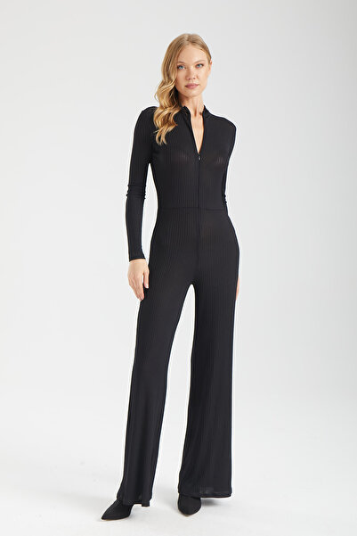 IMBUE Fitilli Fermuarlı Uzun Kollu İspanyol Paça Tulum