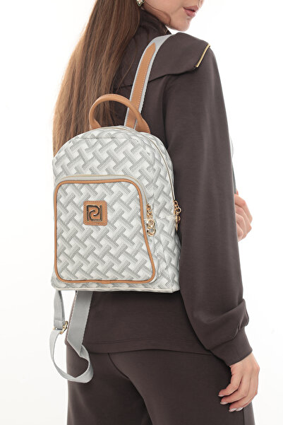 Piedra Rucsac multifuncțional din material din piele artificială cu model 3D de culoare alb maro