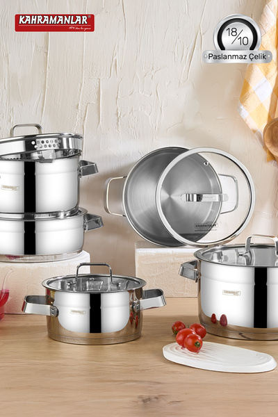 Kahramanlar Glazed 5-Piece Steel Pot Set