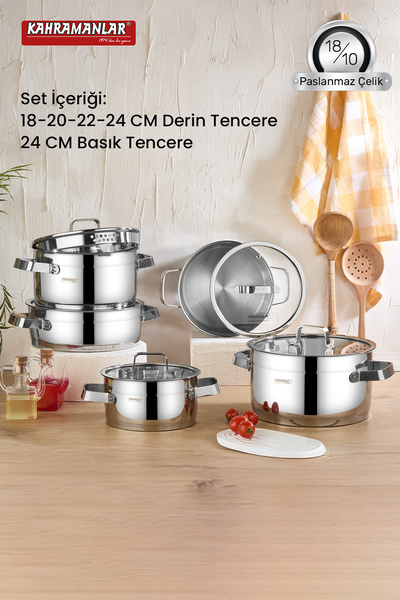 Kahramanlar Glazed 5-Piece Steel Pot Set