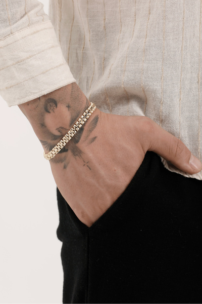 Fjellor Lotho Altın Renk Piramit Dokulu Elmas Kesim Xuping Unisex Bileklik