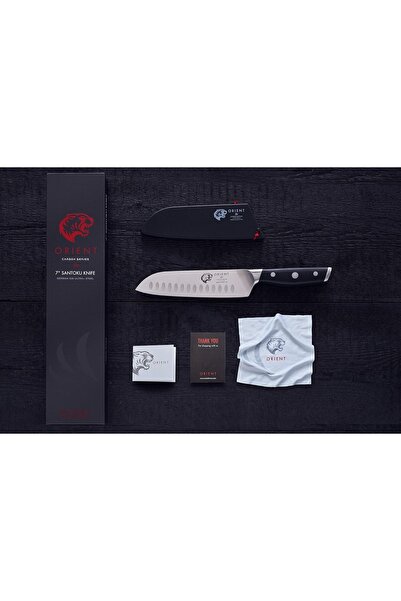 Orient Santoku Chef Knife, Carbon Series, German Stainless Steel, X50 Ultra +, Black