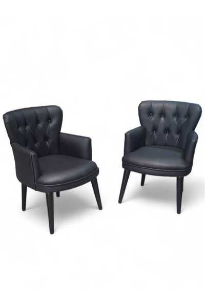 ARYANS HOME Ahşap Ayaklı Kollu Siyah Deri Ofis Koltuğu Büro Koltuğu Deri Ofis...