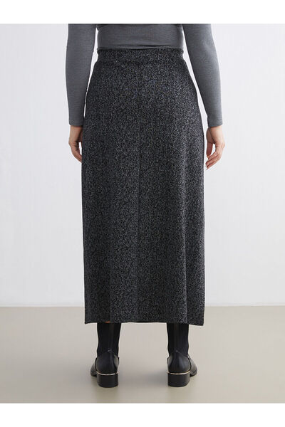 LC Waikiki Anthracite Elastic Waist Patterned Skirt