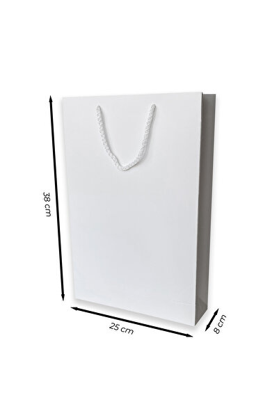 ABB Matbaa 10 Adet Beyaz Karton İpli Çanta (25x38x8)