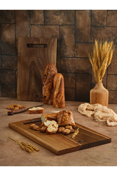 HİCOWOOD Natural Walnut Cutting Board Set of 2-38X25X2Cm-33X21X2 cm -Free Nam...