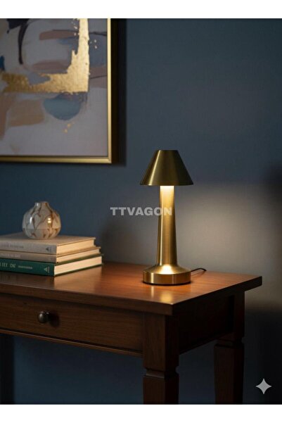 ttvagon Gold Dokunmatik Şarjlı Dekoratif Lamba-23 Cm