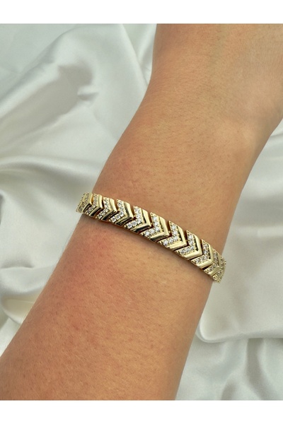 Snartun Xuping Gold Chevron Desenli Bileklik | Şık ve Modern Görünüm I Özel Kutulu