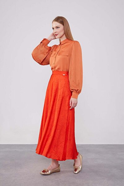 Levidor Πορτοκαλί Σατέν Φούστα Κρασ