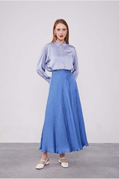 Levidor Індіго сатенена спідниця з воланами