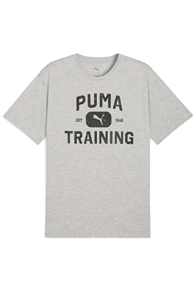 Puma 526568 M Graphics Train Logo Rlxd Tee T-shirt Ανδρικό μπλουζάκι ΓΚΡΙ