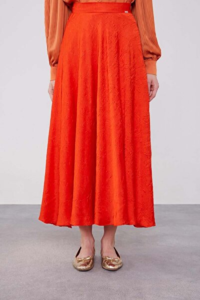 Levidor Orange Satin Crochet Skirt