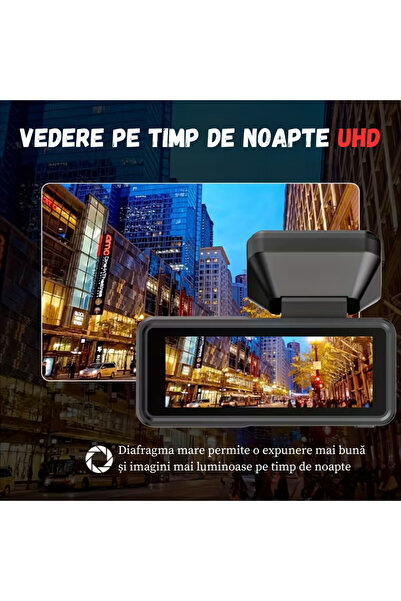 BIRAI RoadPRO A215 Triple Dash Camera DVR 2K Wi‑Fi GPS 170° Front 3" IPS Night Vision Black