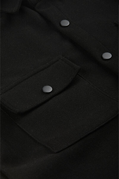 DeepSEA Ανδρικό μαύρο μπουφάν με κασμίρ – Μπουφάν με κουμπωτά και τσέπες με άνετη εφαρμογή 2500559