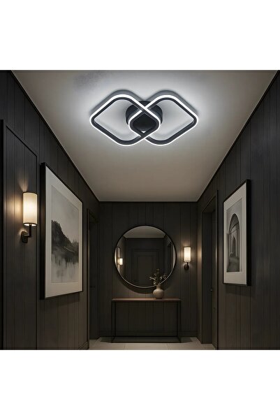 Sanctum Tokyo Siyah Kare Hol Koridor Giriş Yeni Ultra Süper Beyaz Ledli Avize