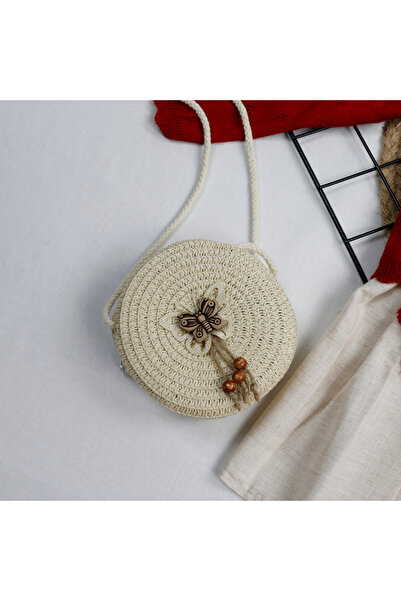 bebegci 3-Piece Girl's Set with Embroidery Detailed Cardigan Dress and Bag