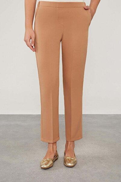 Levidor Camel Elastic Waist Pocket Detail Trousers