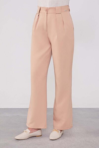 Levidor Salmon Double Pleated Fabric Trousers