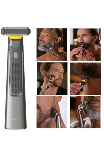 BIRAI Aparat de tuns electric Micro V2 Pro - pentru barbă și corp, reîncărcabil USB, 3 piepteni, rezistent la apă, LED, negru