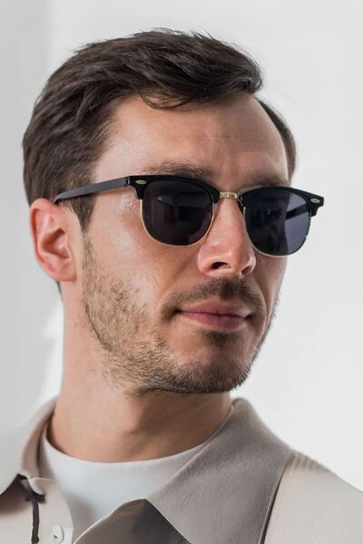 COOLANDBETTER Erkek Yarım Çerçeveli Güneş Gözlüğü - Uv400 Koruma, Metal Detay...