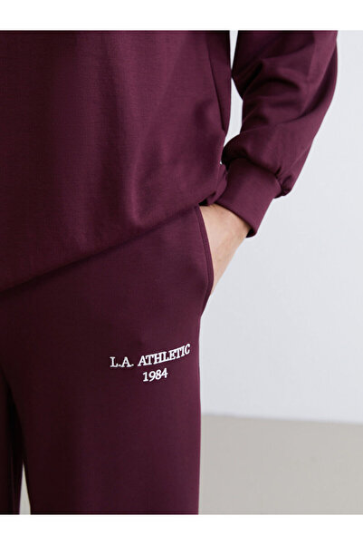 LC Waikiki LCW Modest Mürdüm L.a. Tunica groasă pentru femei cu broderie atletică tricou