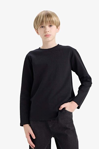 DeFacto Boys' Crew Neck Basic Plain Long Sleeve School T-Shirt (25 Au)