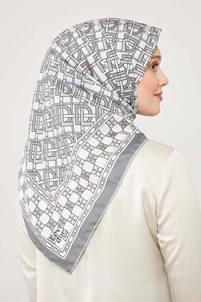 Levidor Γκρι κασκόλ LVD με τύπωμα Trend Twill