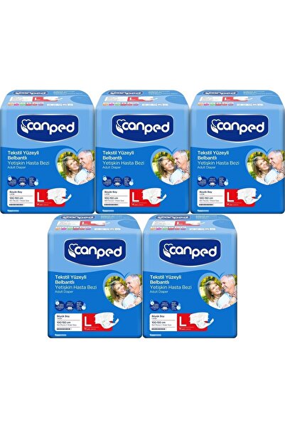 Canped Adult Diaper with Waist Band Textile Surface L - Large - Large 70 Pieces (5Pk*14)
