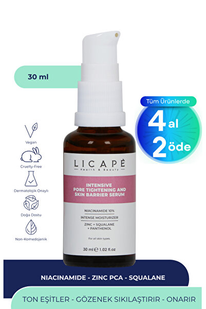 Licape Gözenek Sıkılaştırıcı ve Cilt Bariyeri Güçlendirici Niacinamide %10 Serum 30ml