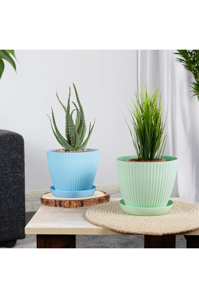 Belle Vous Set de 5 ghivece pentru flori, interior/exterior, polipropilenă, 17x14 cm, orificii de drenaj, multicolor