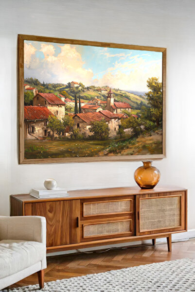 AKSU SANAT Köy Evleri Vintage Kanvas Poster - Çerçevesiz Kanvas Poster 1PSTR152