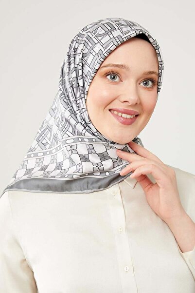 Levidor Γκρι κασκόλ LVD με τύπωμα Trend Twill