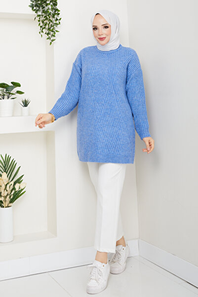 Pamuk Butik سترة تريكو مضفرة متعرجة للنساء