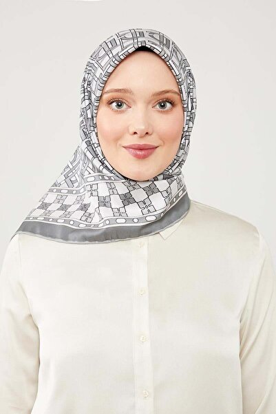 Levidor Γκρι κασκόλ LVD με τύπωμα Trend Twill