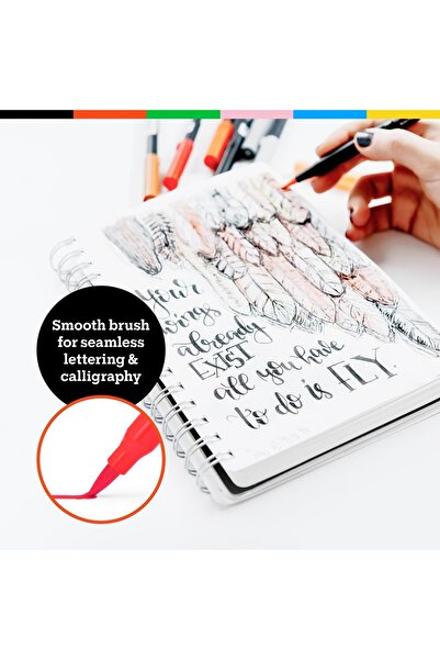 Art-n-Fly Set of 25 Markers, double-ended, Fine Tip and Brush, for calligraphy, drawing, Multicolor