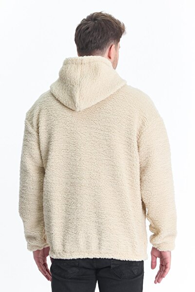 DAMGA JEANS Sevgili İçin Oversize Kapşonlu Krem Sweatshirt