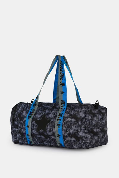 ICONE BAG Boy's Printed Sports Bag, Children's Sports Bag with Side Pockets and Zipper Details, Black