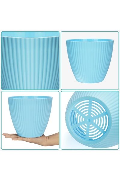 Belle Vous Set de 5 ghivece pentru flori, interior/exterior, polipropilenă, 17x14 cm, orificii de drenaj, multicolor