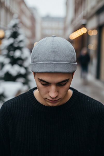 OnMyHead Γκρι βαμβακερό καπέλο χωρίς γείσο