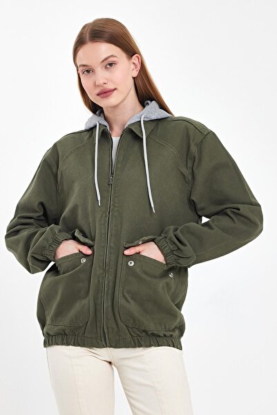 DAMGA JEANS سترة نسائية مريحة من القطن بغطاء للرأس بسحاب من Coolmove