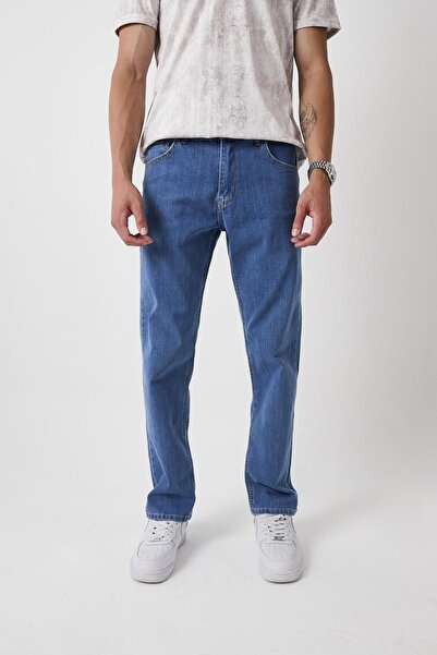 DAMGA JEANS Pantaloni de blugi albaștri largi, elastici, pentru bărbați