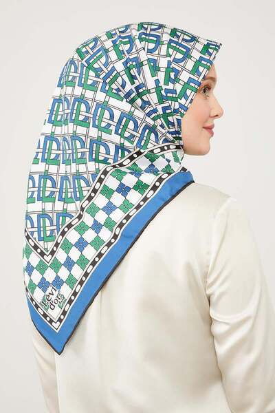 Levidor أزرق بلون الكوبالت LVD مطبوع وشاح تريند تويل