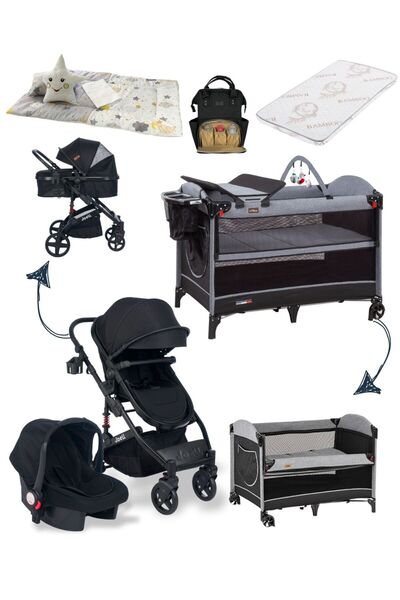 Joell 10'lu Bebek Seti / Truva / Anne Yanı Park Beşik / Yatak / Çanta +