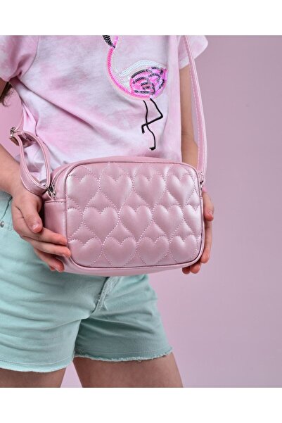 ICONE BAG Geantă de umăr roz pentru copii - Detaliu matlasat Icone Heart