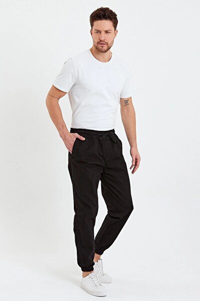 DAMGA JEANS Men's Jogger with Elastic Legs Black